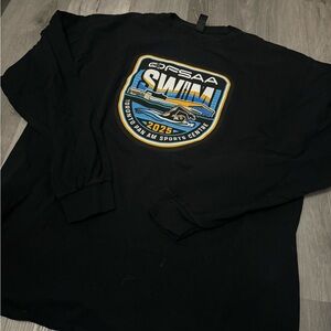 Gildan Black Long Sleeve Swim Graphic Tee